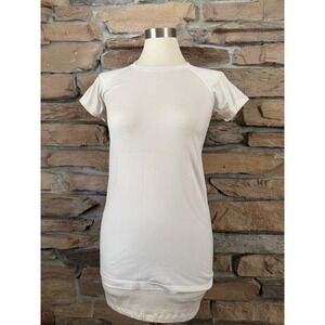 Lululemon Swiftly Tech Short Sleeve Crew White Grey Stripe Athletic Shirt Size 8